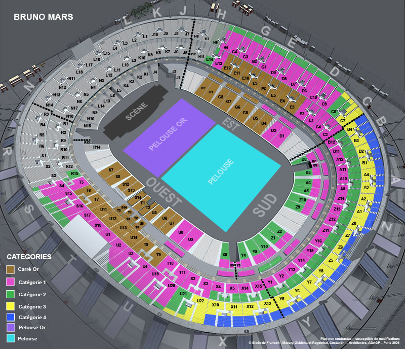 Plano del Estadio Santiago Bernabeu - Bruno Mars